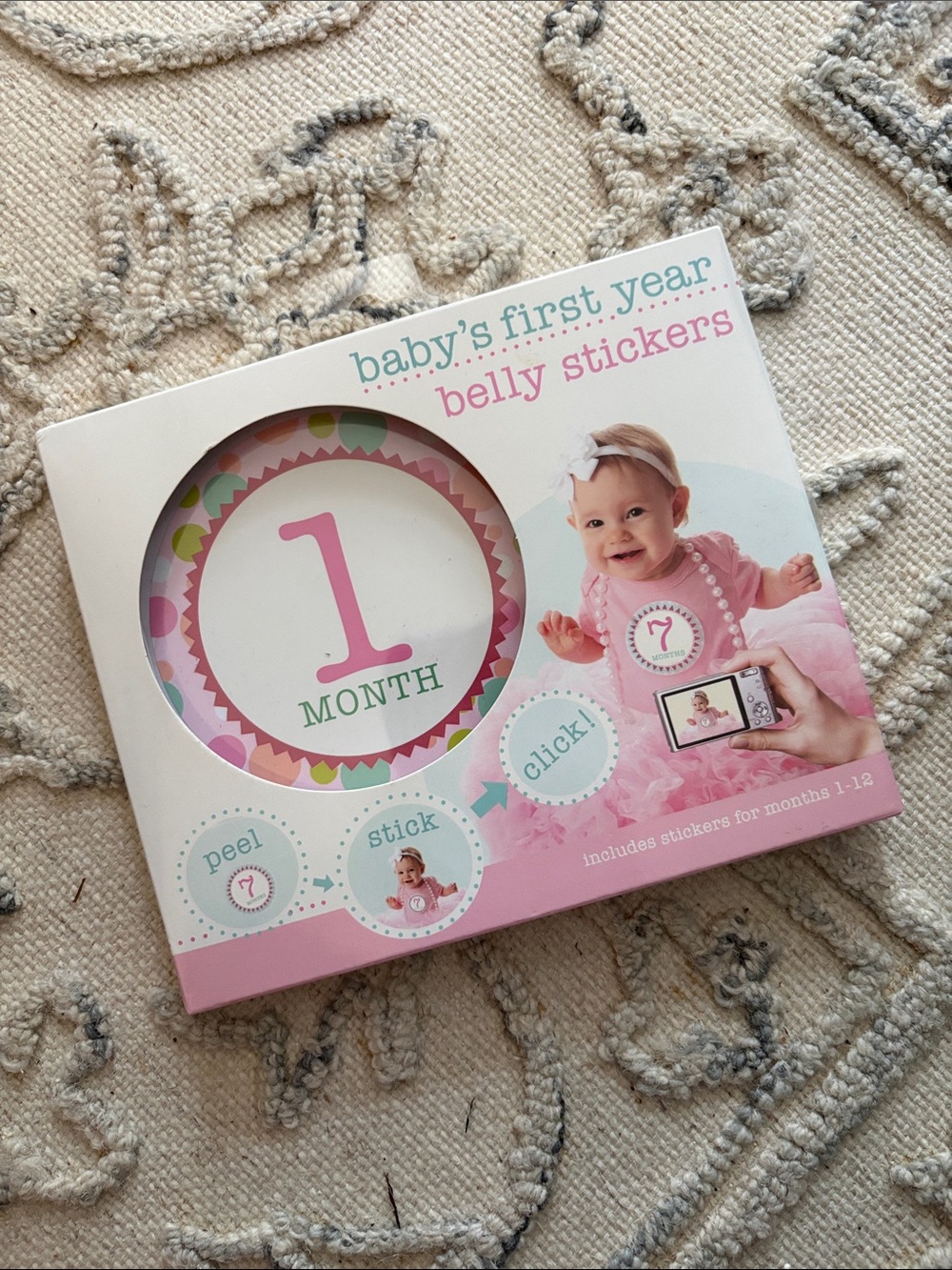 baby's first year belly stickers - Pink Monthly Milestone Set